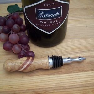 Wine Stopper Chestnut Wood with Chrome Metal